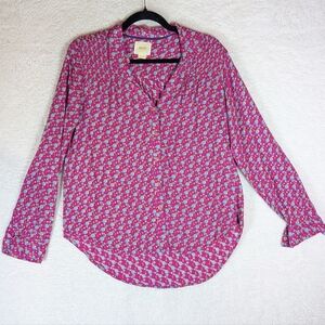 Maeve Pink Floral Button-Front Blouse